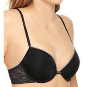 Calvin Klein F3318 Naked Glamour Push-Up Bra With Lace Black 34D